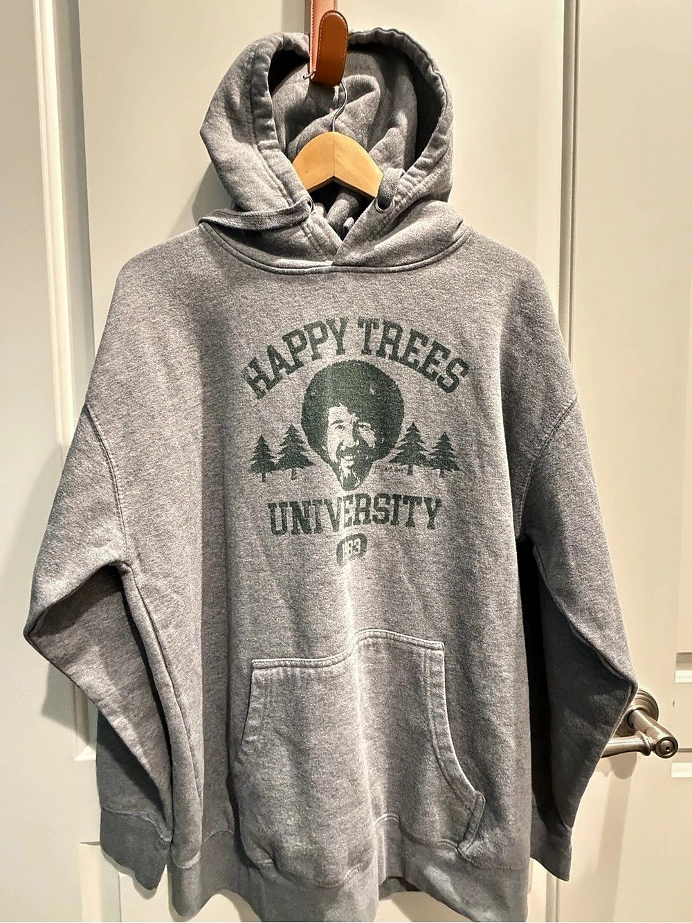 Bob Ross Happy Trees University Pullover Hoodie XL Gray